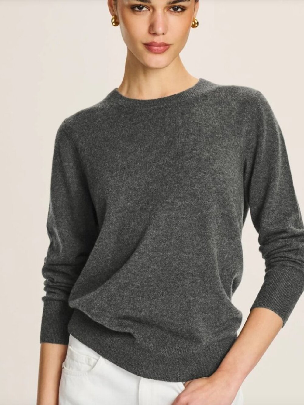 Naadam The Original Cashmere Crewneck Sweater Dark Gray Granite Sz Small